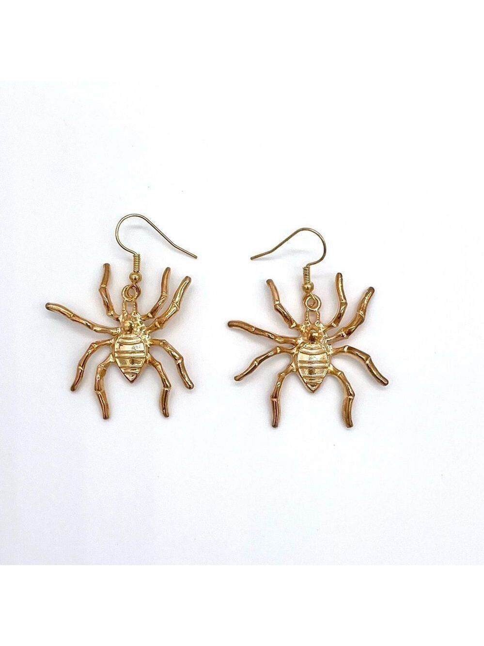 1 1/2” Goldtone Metal Spider Halloween Earrings